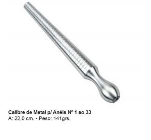 Calibre Medidor de Anéis de Metal