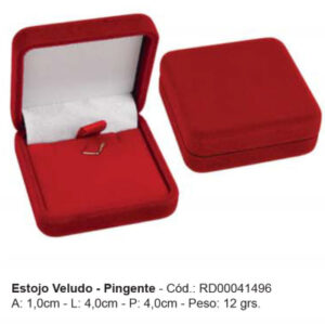 estojo veludo pingente vermelho